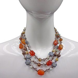 Multi Strand Statement Gemstone Necklace